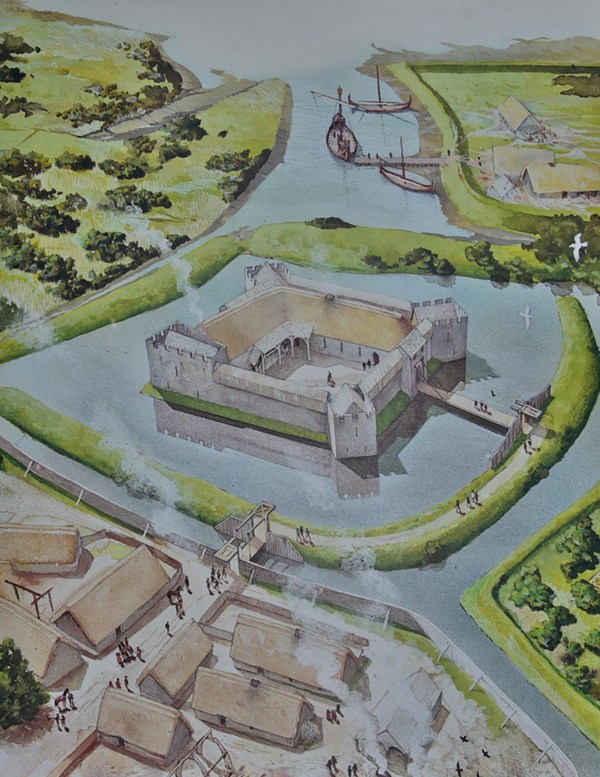 Artist's impression of the first Caerlaverock Castle