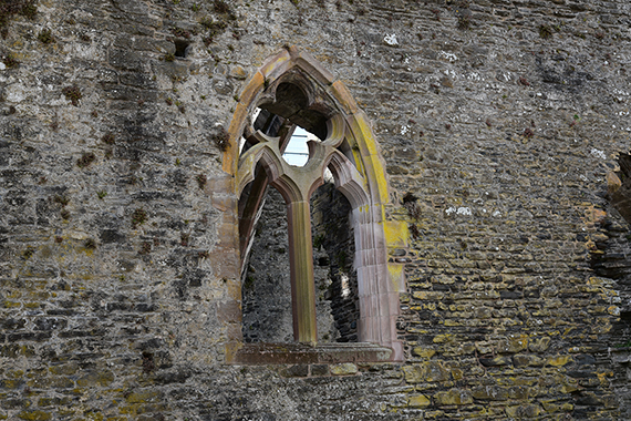A Gothic window in the great hall at Conwy Castle